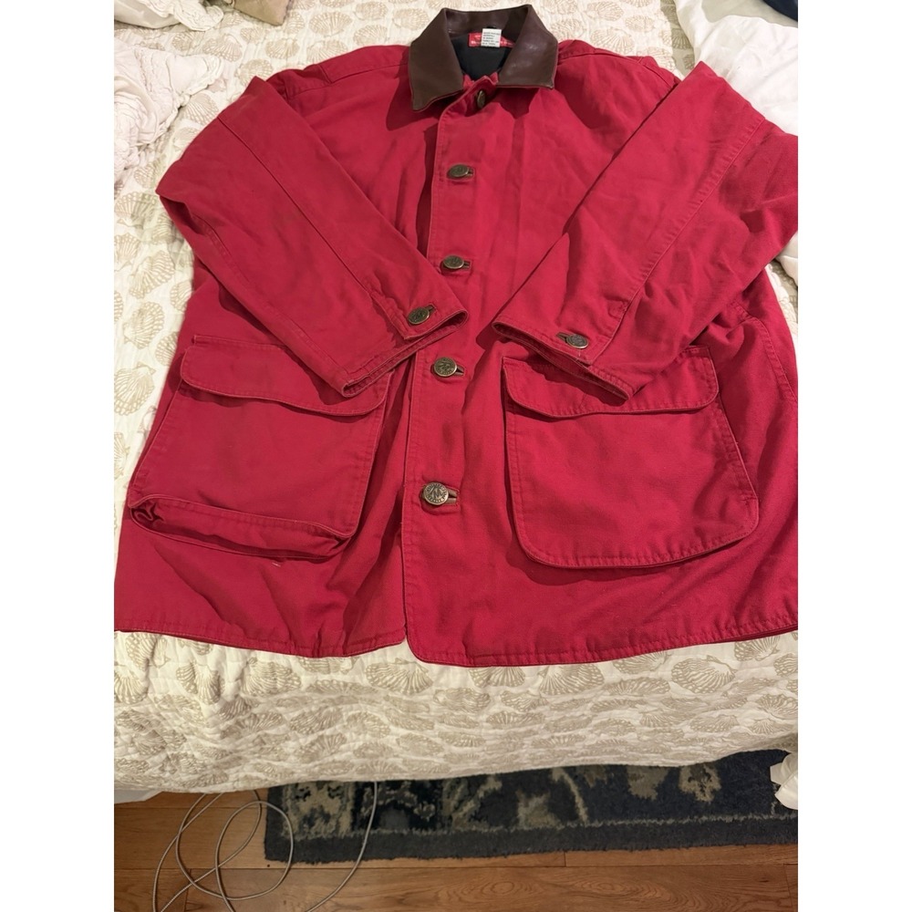 VTG 90s Marlboro Country Store‎ Barn Jacket Mens L Red Canvas Chore Hunting Coat